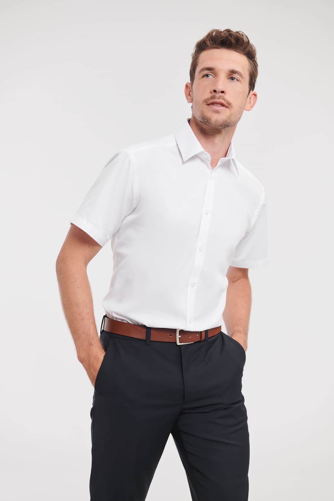 Košulja muška kratki rukavi Tailored Herringbone — slika 6