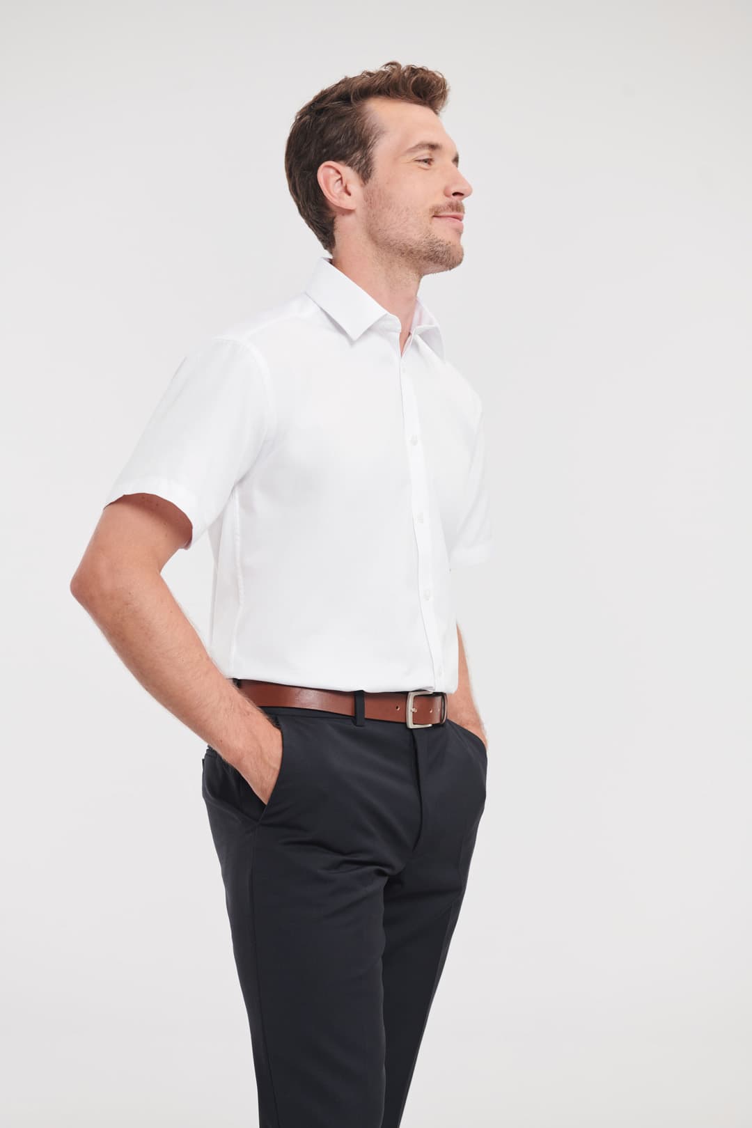 Košulja muška kratki rukavi Tailored Herringbone — slika 2