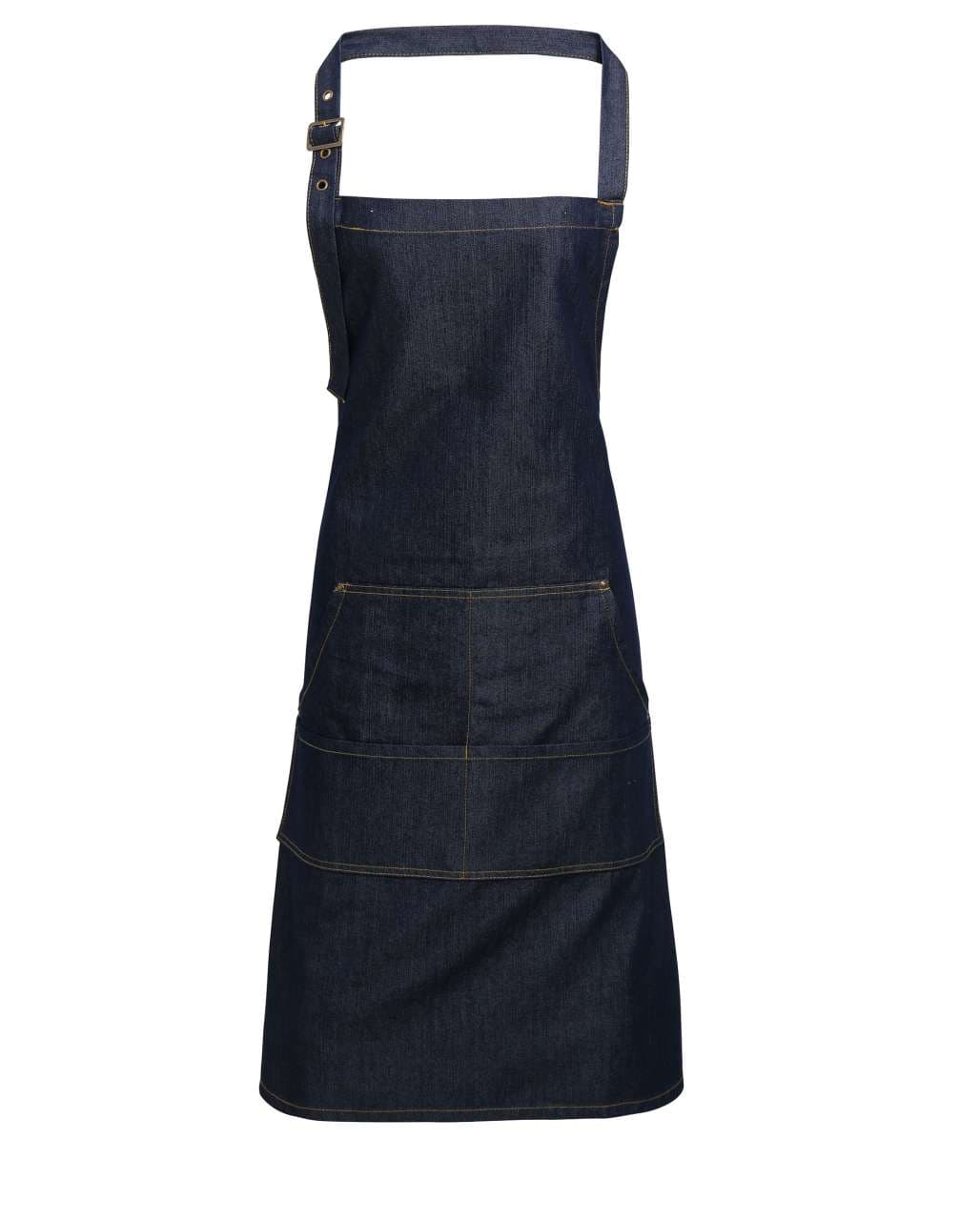 Jeans stitch denim apron, long