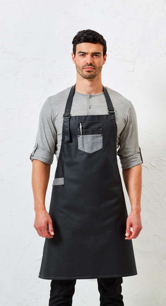 Kecelja DISTRICT Waxed look denim, duga