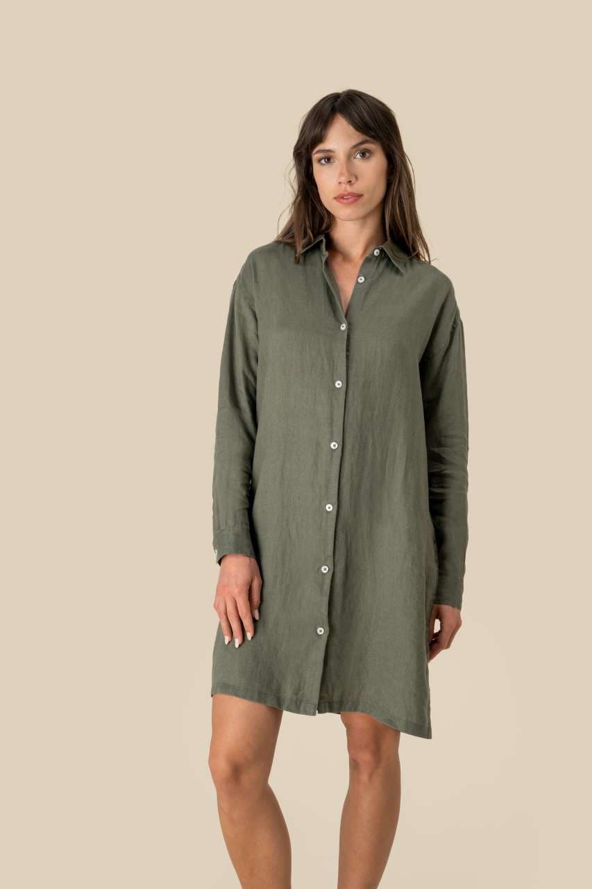 Spasso long-sleeved linen shirt dress